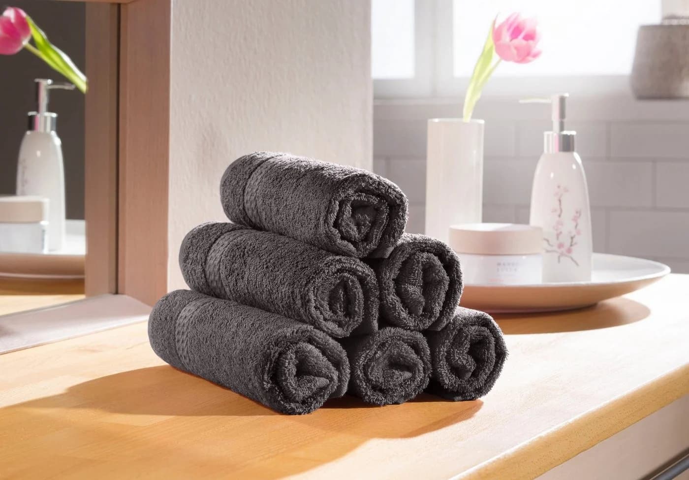 OTTO HOME Gästehandtücher Juna 6-tlg. Anthrazit 100% Baumwolle