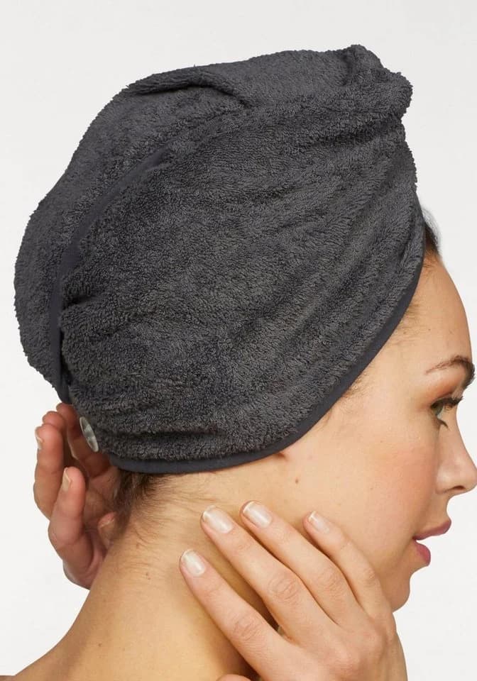 OTTO home Turban-Handtuch Juna Set 2-tlg. Anthrazit 100% Baumwolle