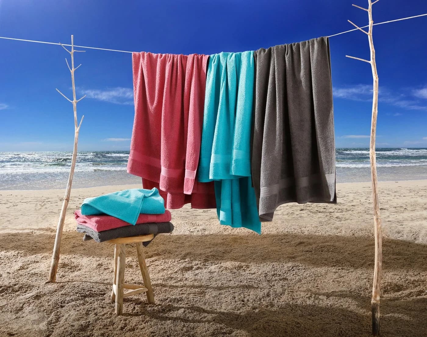 OTTO HOME Juna Strandtücher 2er Set Anthrazit 100% Baumwolle