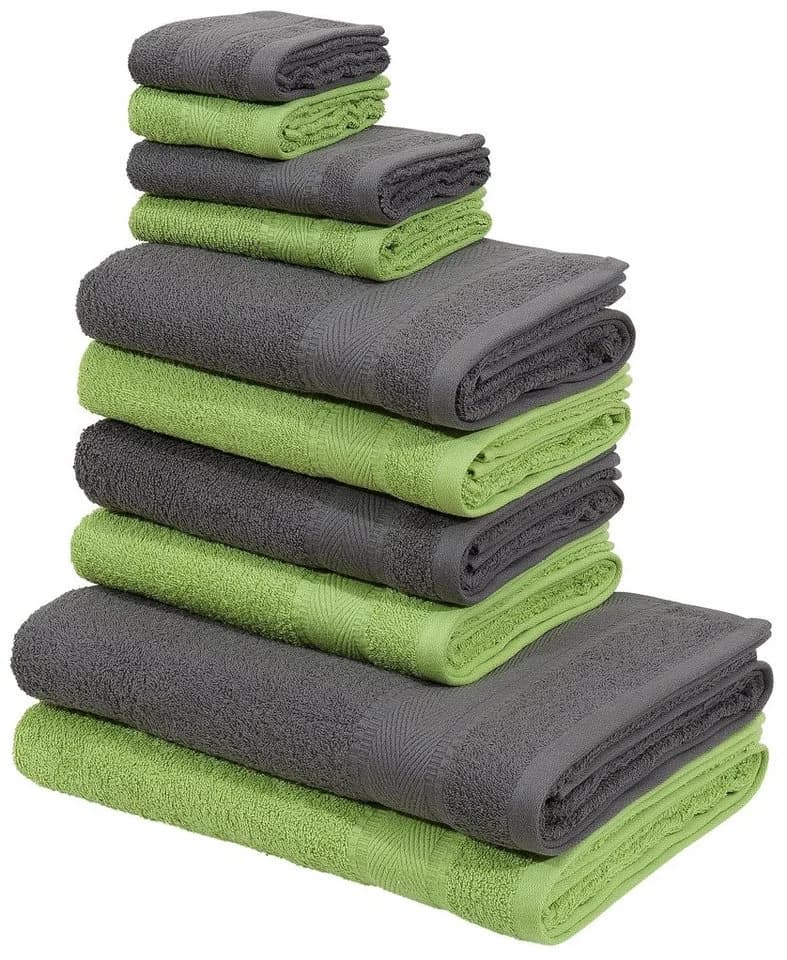 OTTO HOME Handtuch Set Afri 10-tlg. Grün Anthrazit Walkfrottee - Bild 2