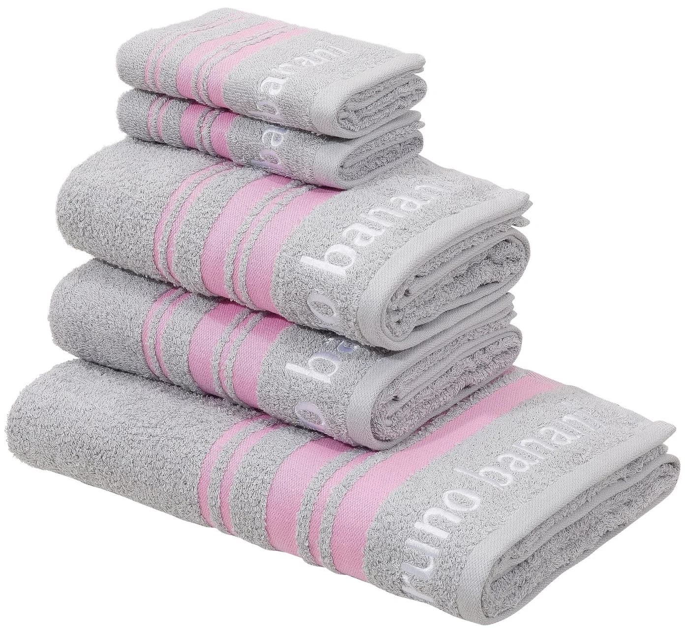 Bruno Banani Handtuch Set Daniel 5-tlg. Hellgrau Walkfrottee - Bild 2