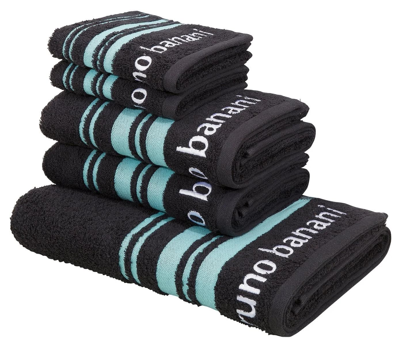 Bruno Banani Handtuch Set Daniel 5-tlg. Anthrazit Walkfrottee - Bild 2