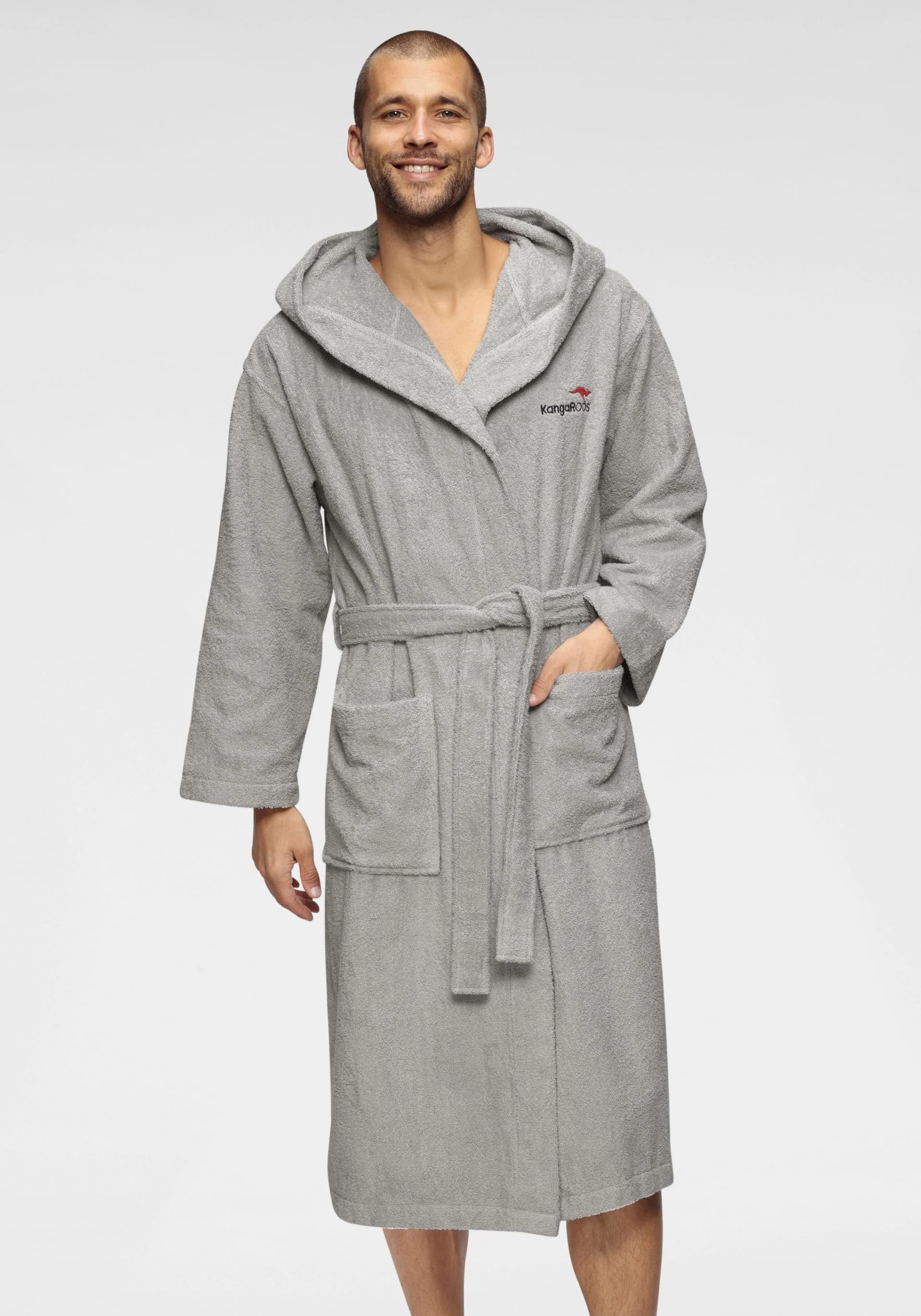 KANGAROOS Unisex-Bademantel Cassidy Grau Walkfrottee