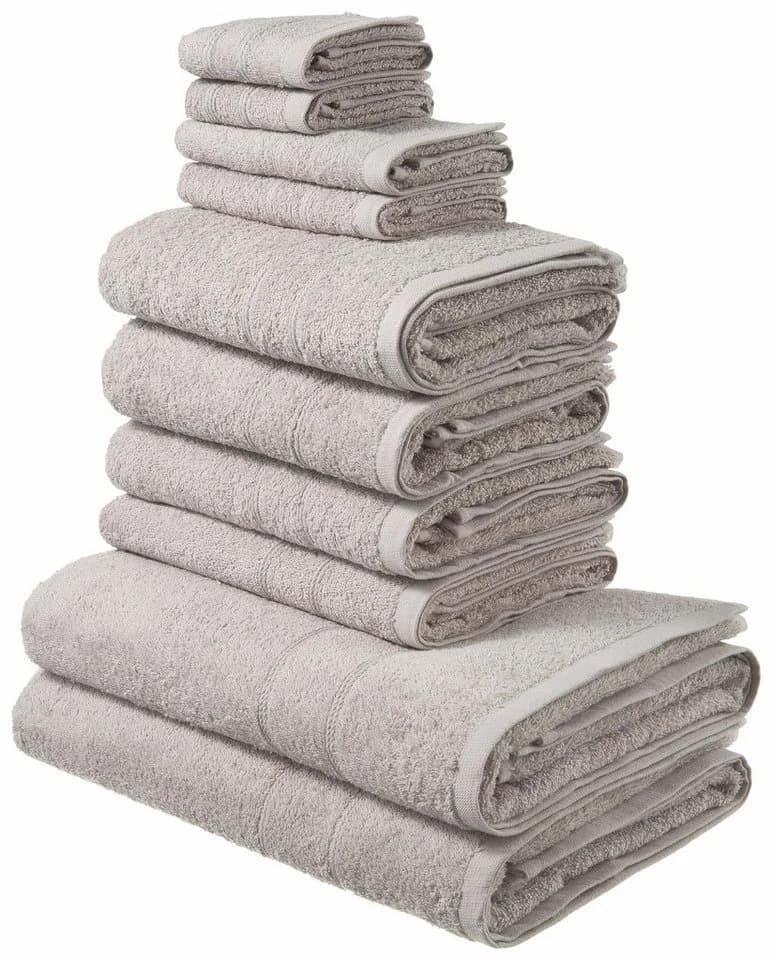OTTO HOME Handtuch Set Inga 10-tlg. Hellgrau 100% Baumwolle mit Bordüre - Bild 2