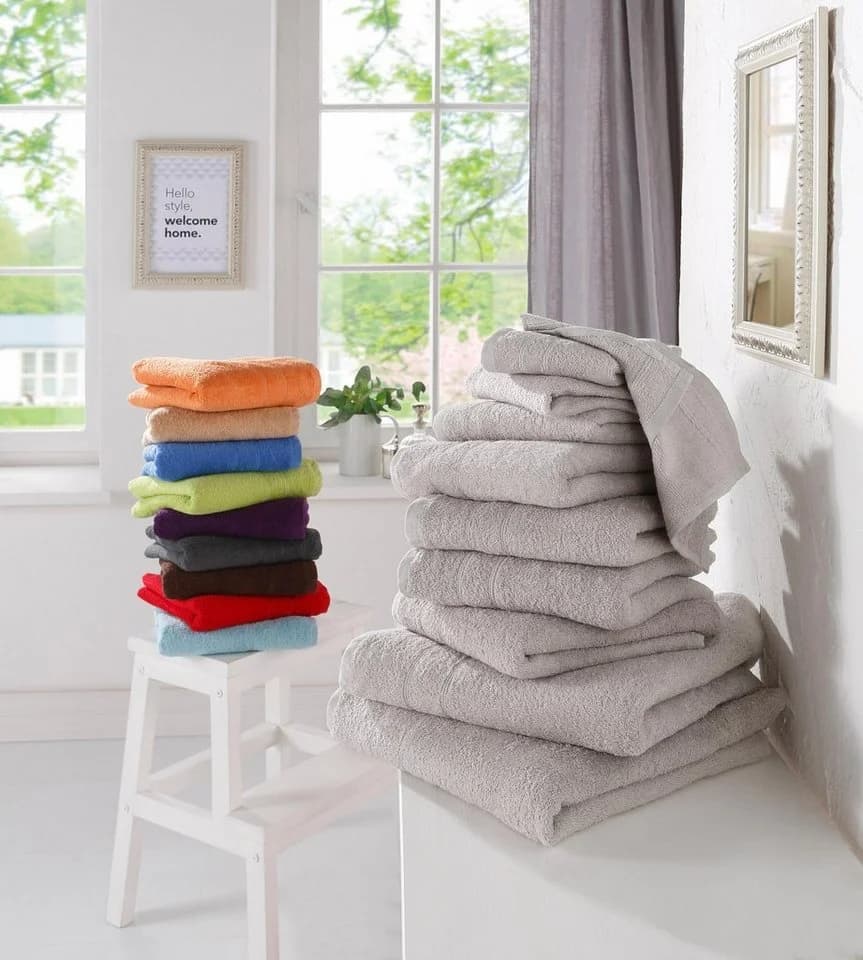 OTTO HOME Handtuch Set Inga 10-tlg. Hellgrau 100% Baumwolle mit Bordüre - Bild 5