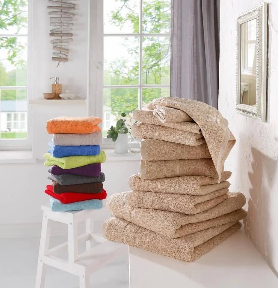 OTTO HOME Handtuch Set Inga 10-tlg. Beige Baumwolle mit Bordüre