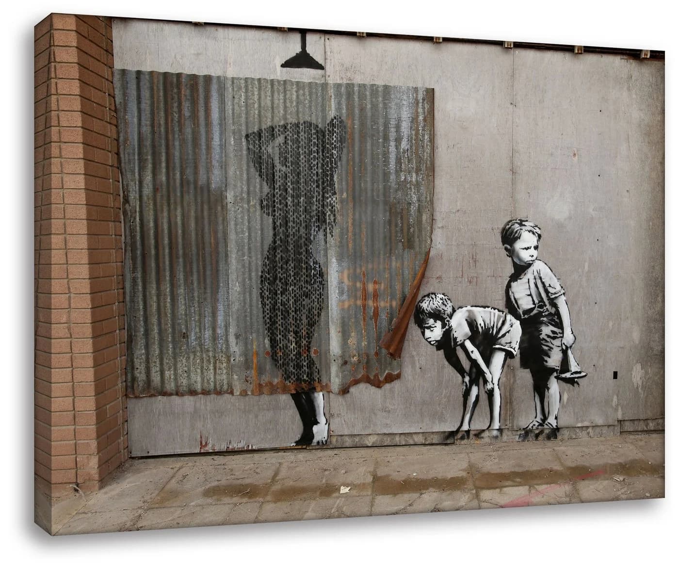 Leinwando Leinwandbild Banksy Street Art Frau Dusche - Bild 2