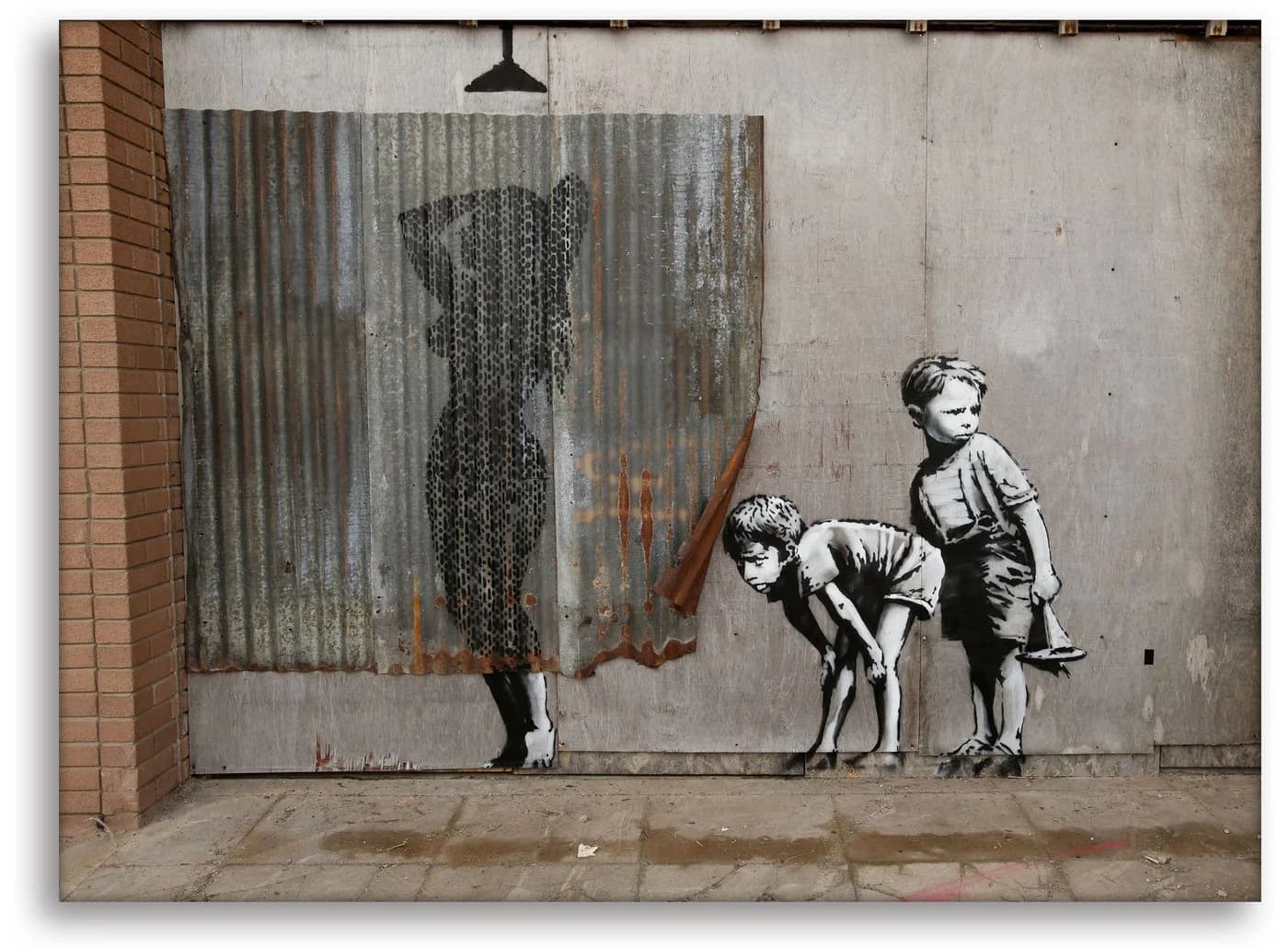 Leinwando Leinwandbild Banksy Street Art Frau Dusche - Bild 3
