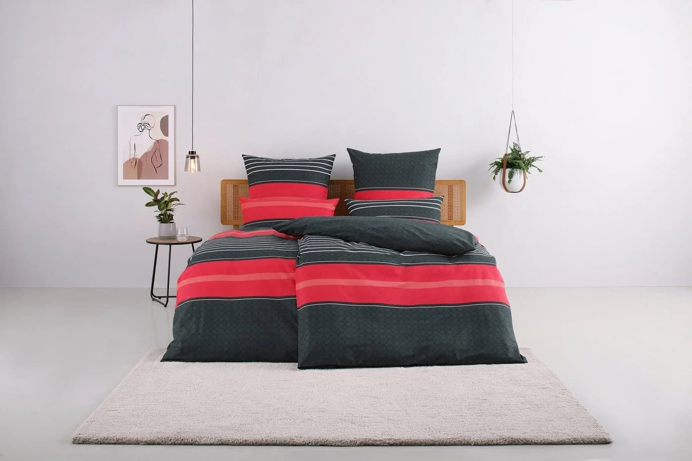 Moderne Bettwäsche Rot Streifen-Design - Bild 2