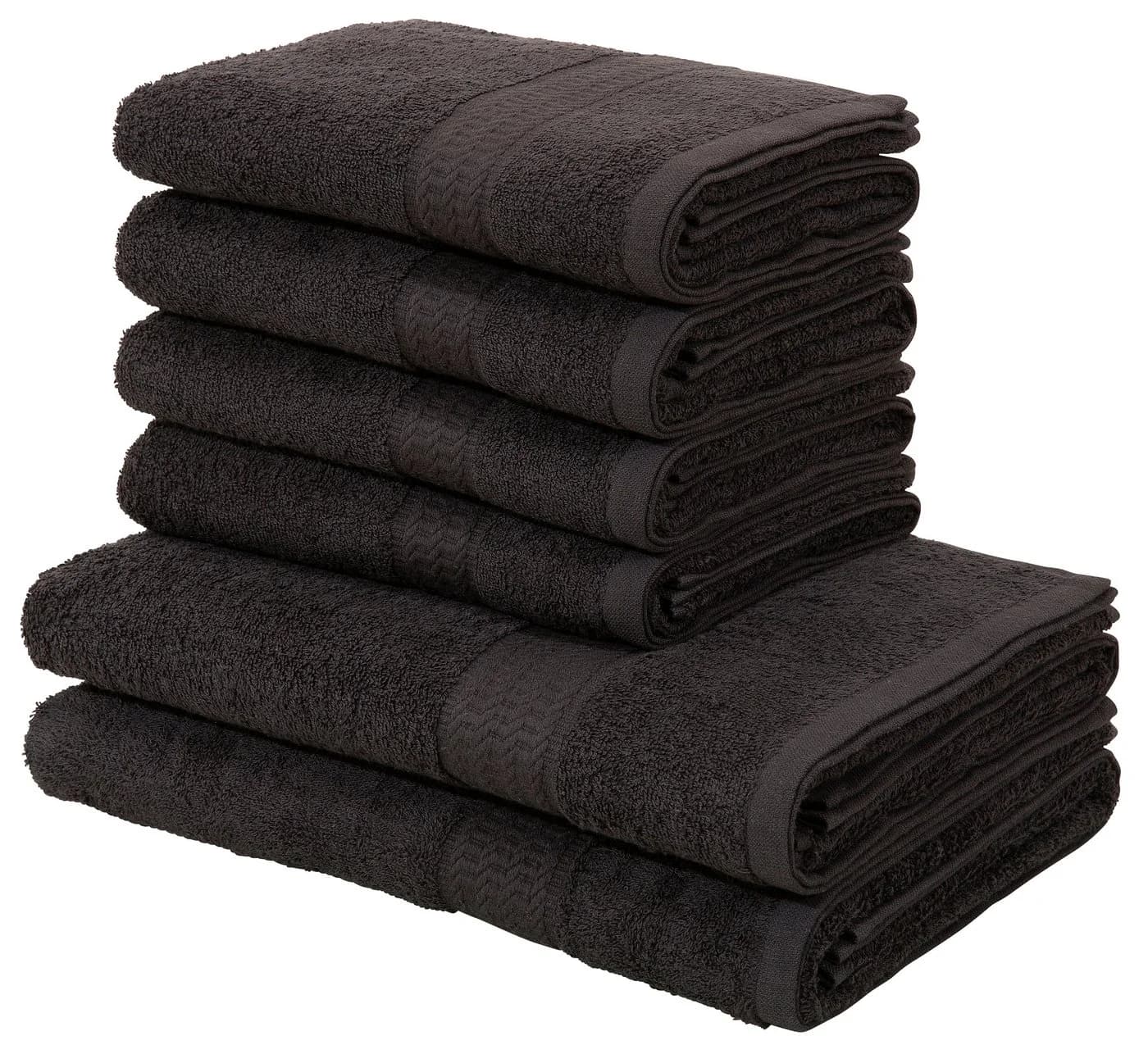 OTTO home Handtuch Set Juna 6-tlg. Schwarz Walkfrottee - Bild 2