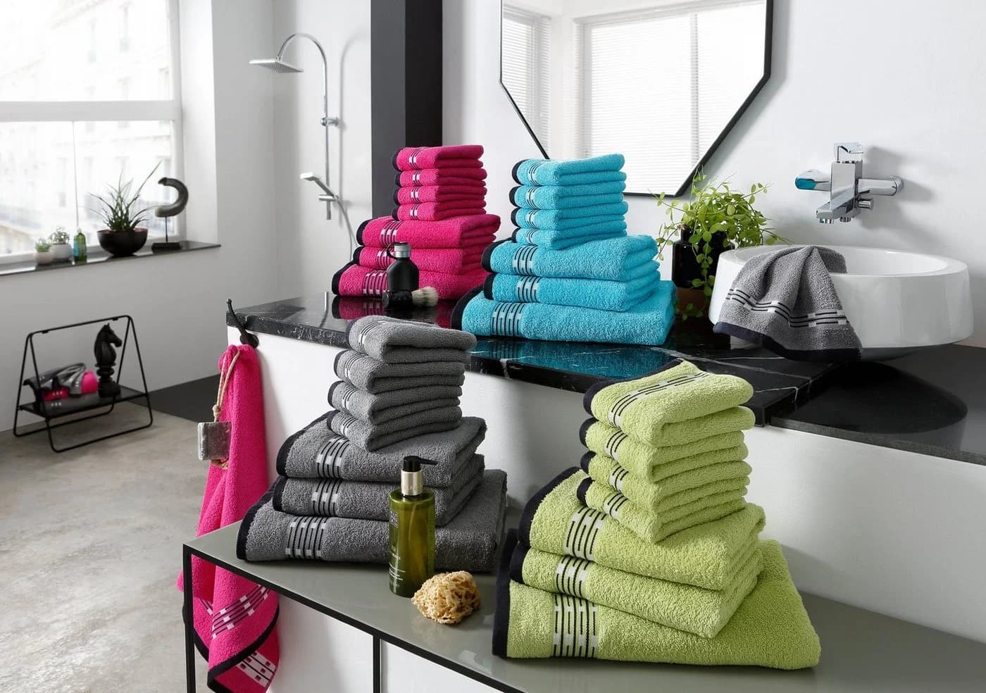 OTTO HOME Handtuchset Jonnie Grau 7-tlg. Walkfrottee
