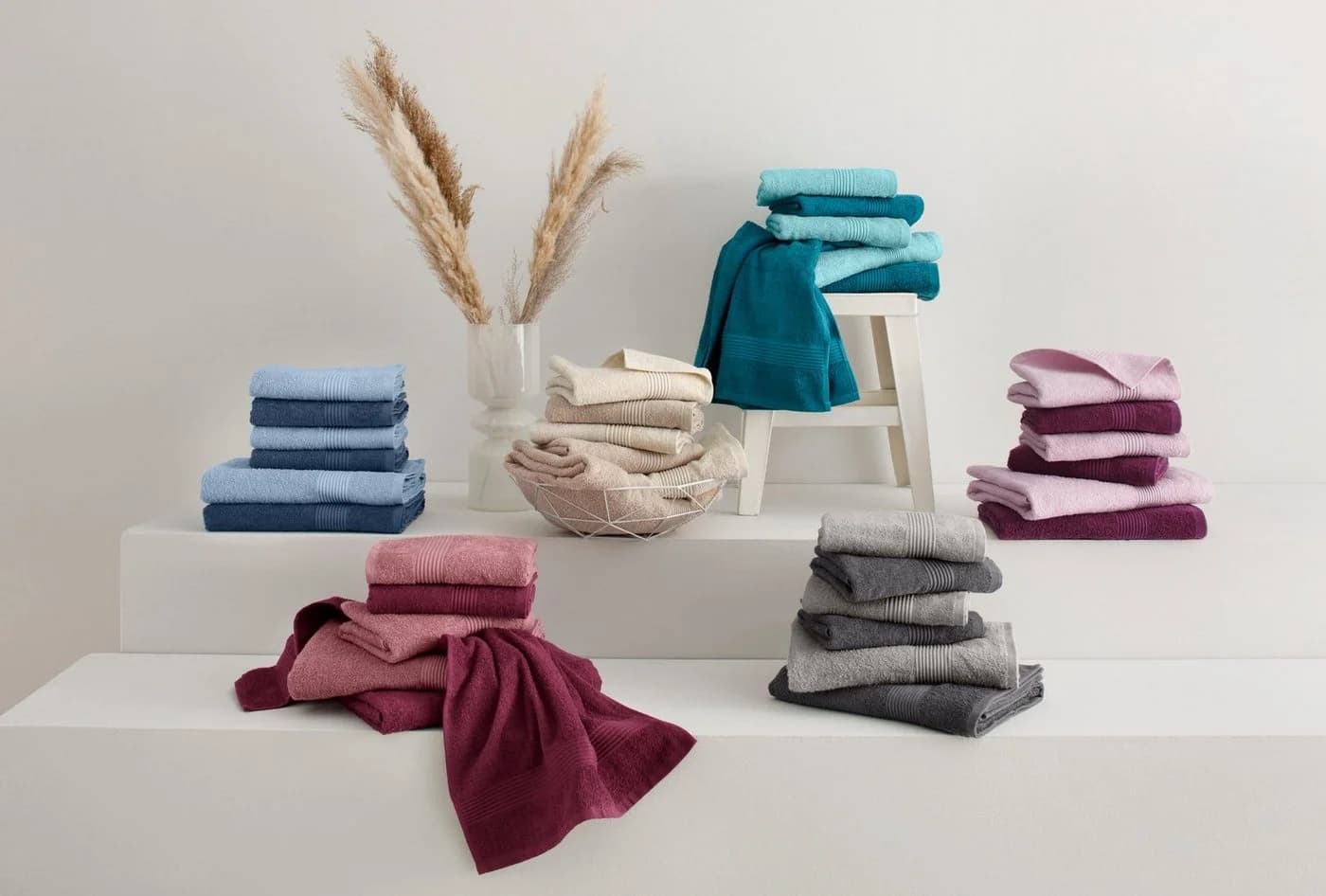 OTTO home Handtuch Set Anna 6-tlg. Rosa/Violett Walkfrottee
