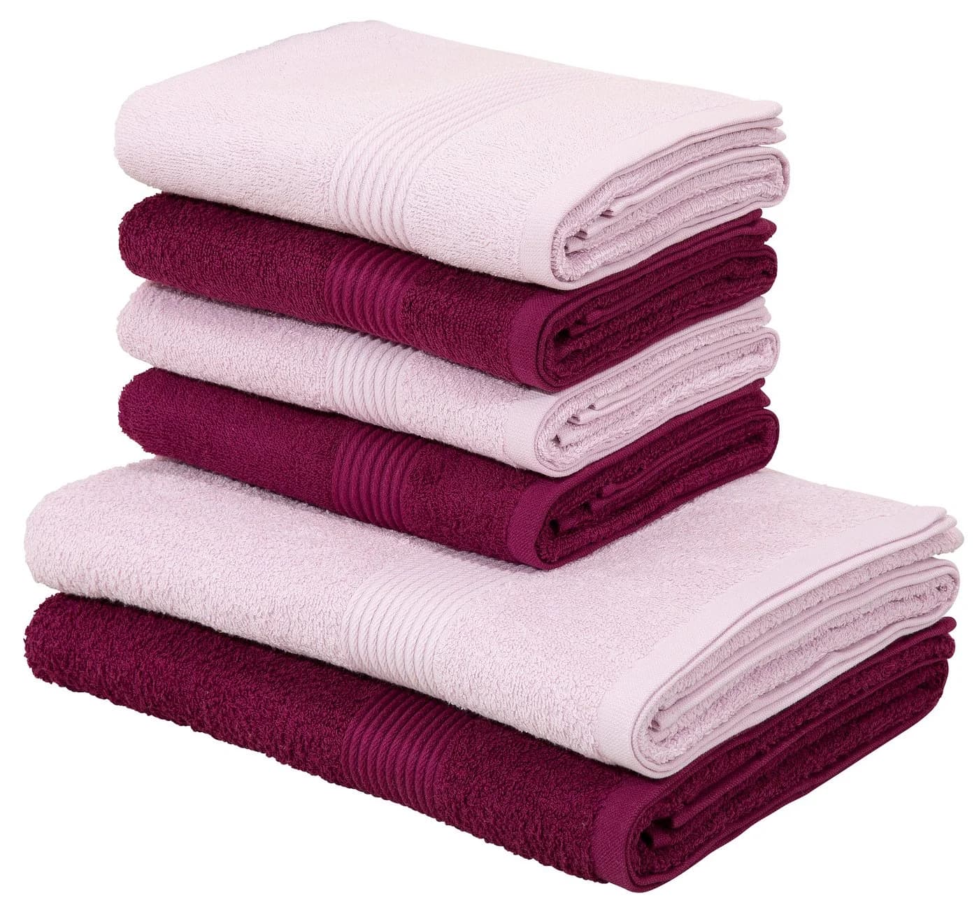 OTTO home Handtuch Set Anna 6-tlg. Rosa/Violett Walkfrottee - Bild 2