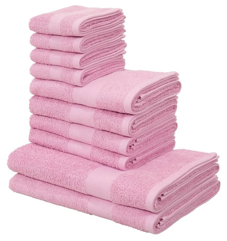 OTTO HOME Handtuch Set MELLI Rosa 10-tlg. 100% Baumwolle Walkfrottee - Bild 2