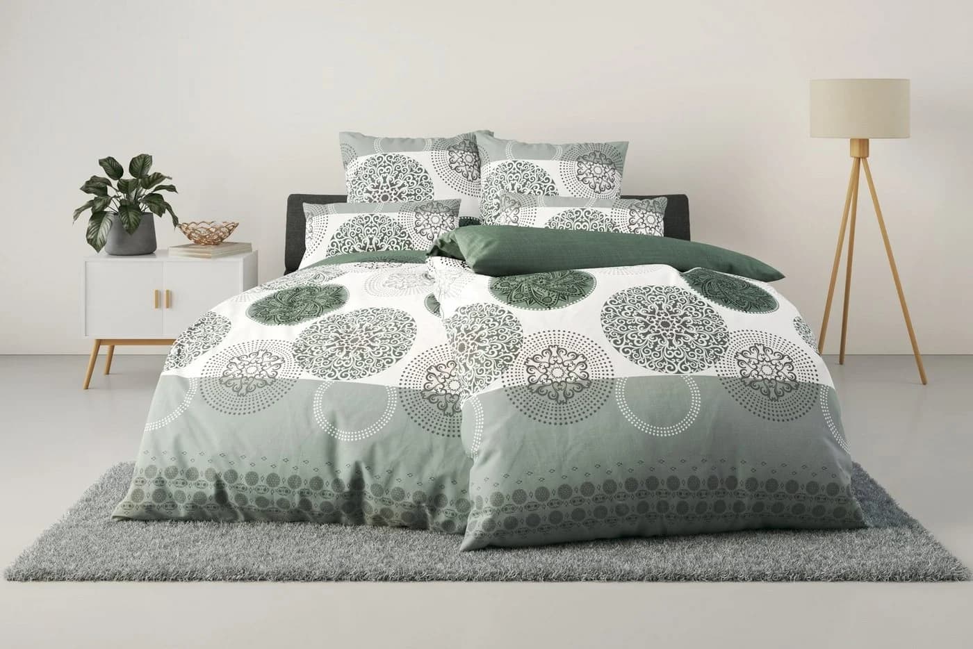 OTTO home Bettwäsche Tesso Grün 100% Baumwolle Ornamente