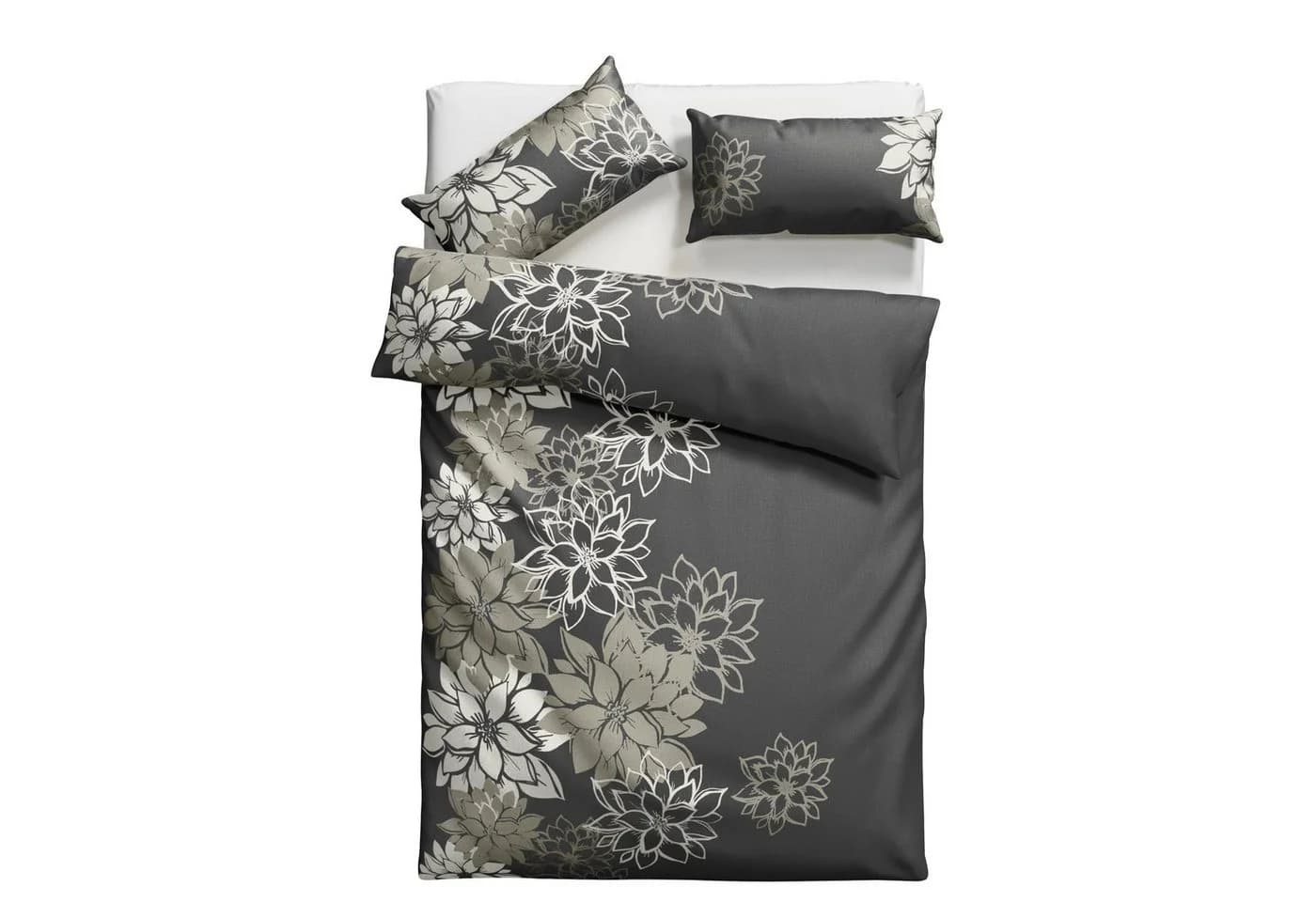 OTTO HOME Bettwäsche Susan Grau Blumen Landhausstil