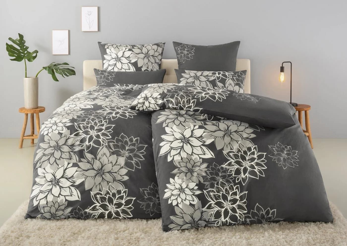 OTTO HOME Bettwäsche Susan Grau Blumen Landhausstil - Bild 2