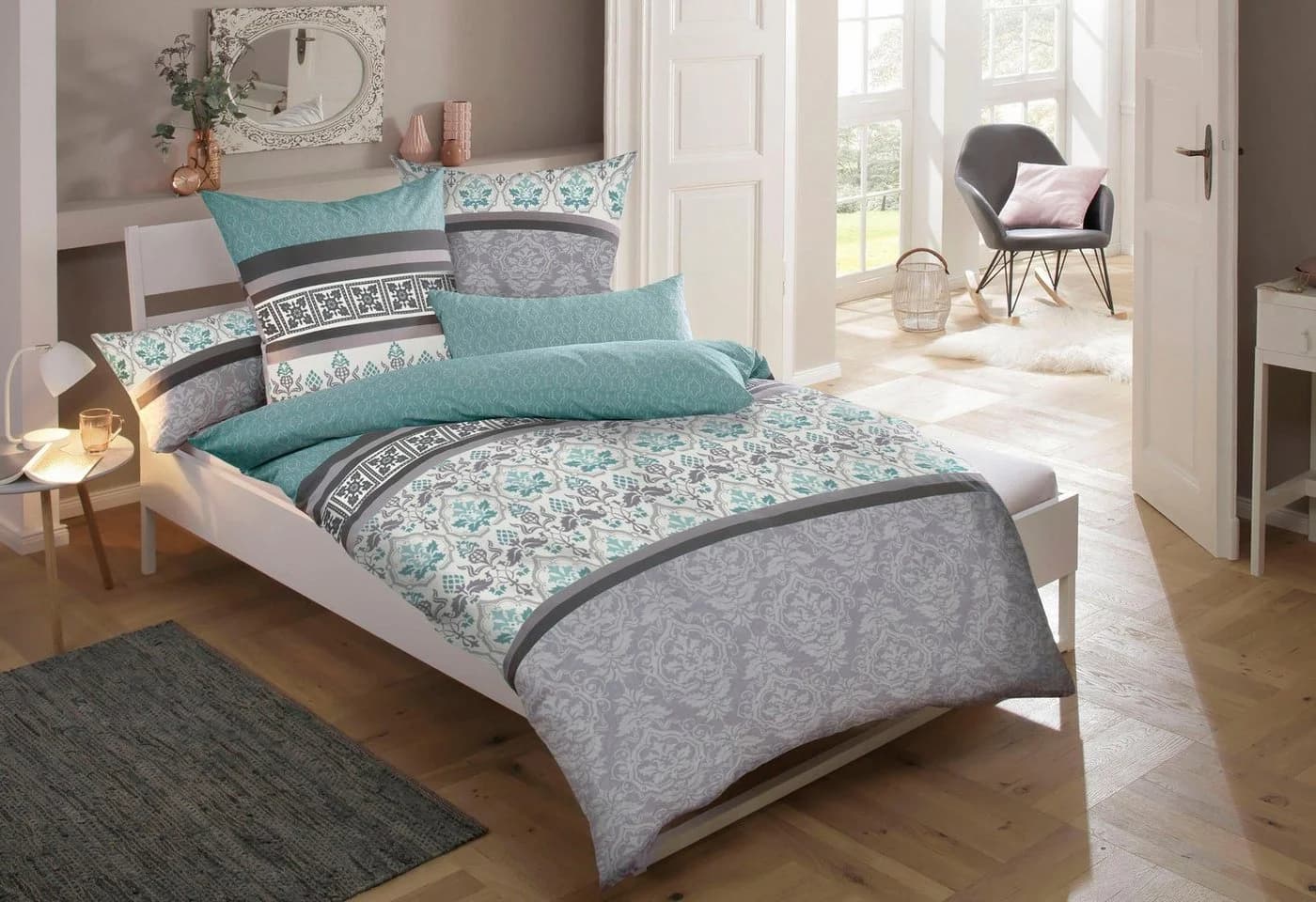 OTTO HOME Bettwäsche Cremona Grau Mint Wendbar 100% Baumwolle - Bild 2