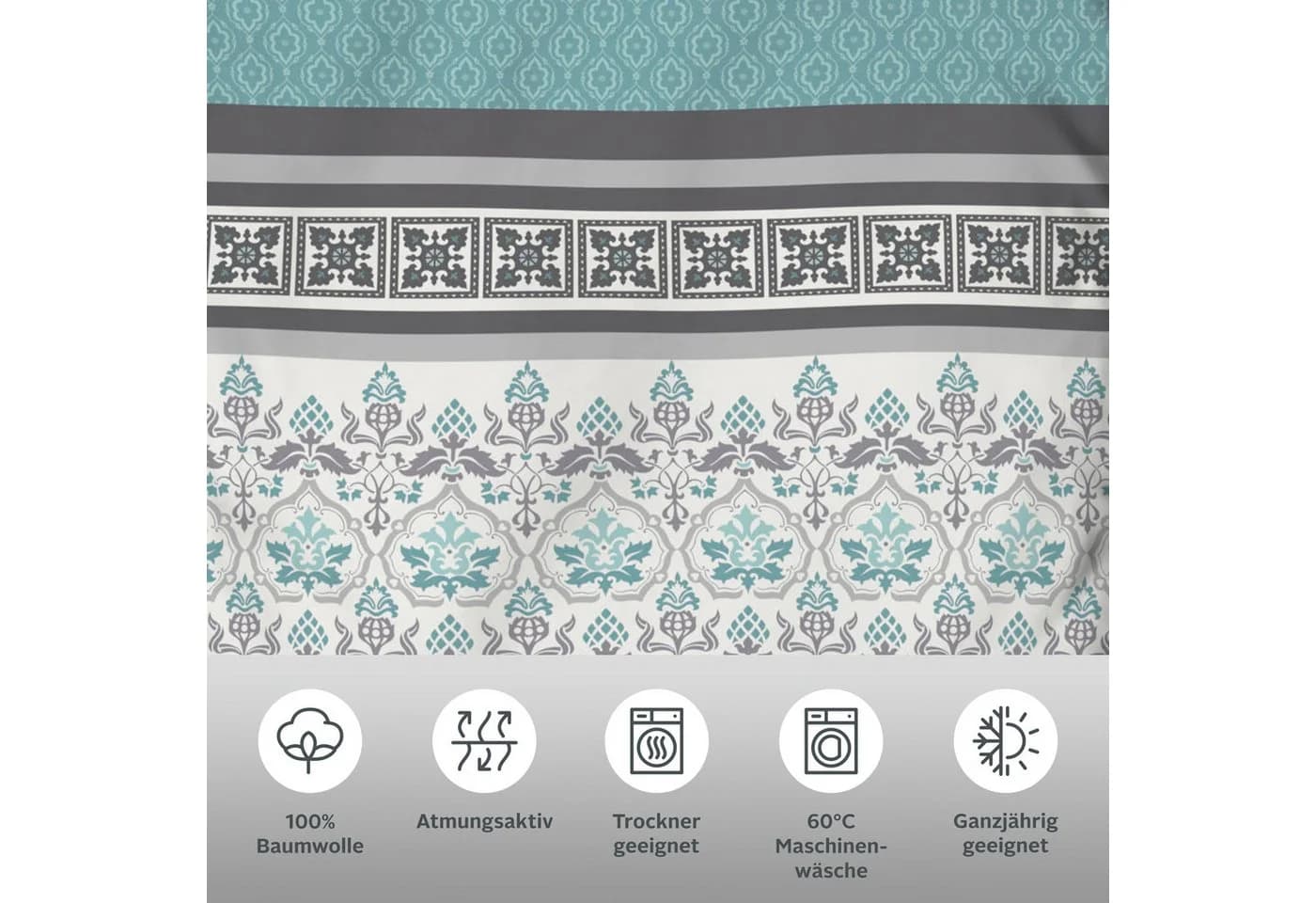 OTTO HOME Bettwäsche Cremona Grau Mint Wendbar 100% Baumwolle - Bild 3