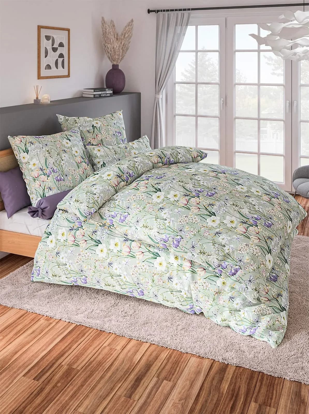WÄSCHEPUR Bettwäsche Set 135x200cm Reseda Bedruckt Baumwolle