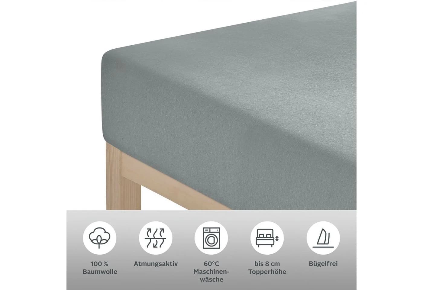 OTTO HOME Spannbettlaken Jersey Grau 180x200 cm - Bild 3