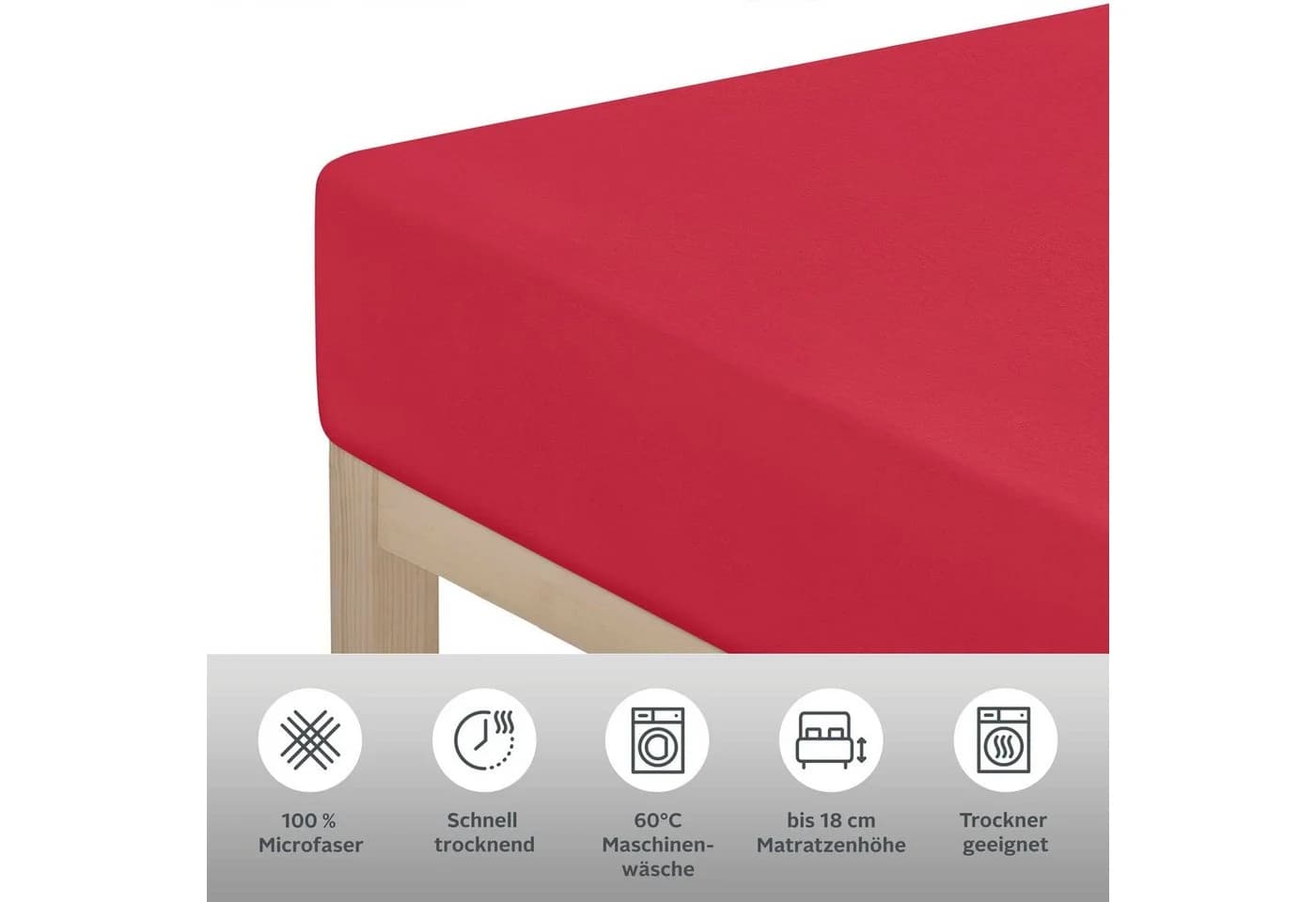 OTTO HOME Spannbettlaken Rot Microfaser-Jersey 140x200 cm - Bild 3