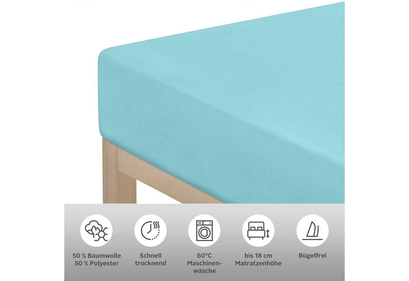 OTTO HOME Spannbettlaken Türkis Jersey 180x200 cm - Bild 3