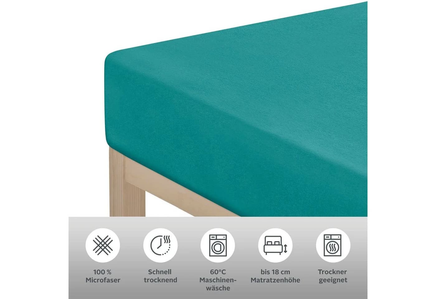 OTTO HOME Spannbettlaken Microfaser Jersey Blau 90x200 - Bild 3