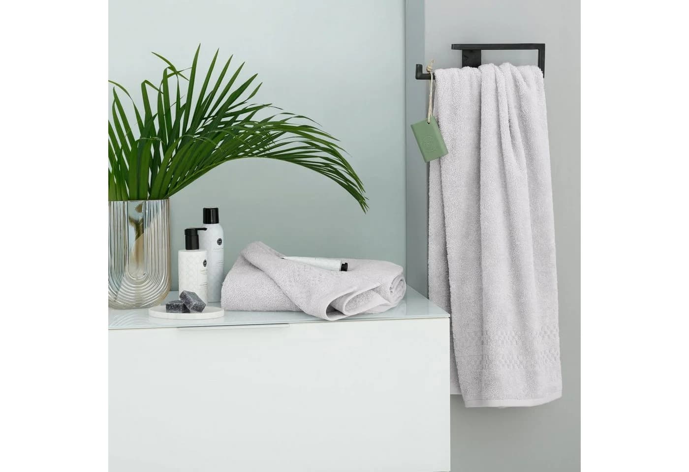 OTTO HOME Regona Duschtuch-Set 70x140cm Hellgrau 100% Baumwolle