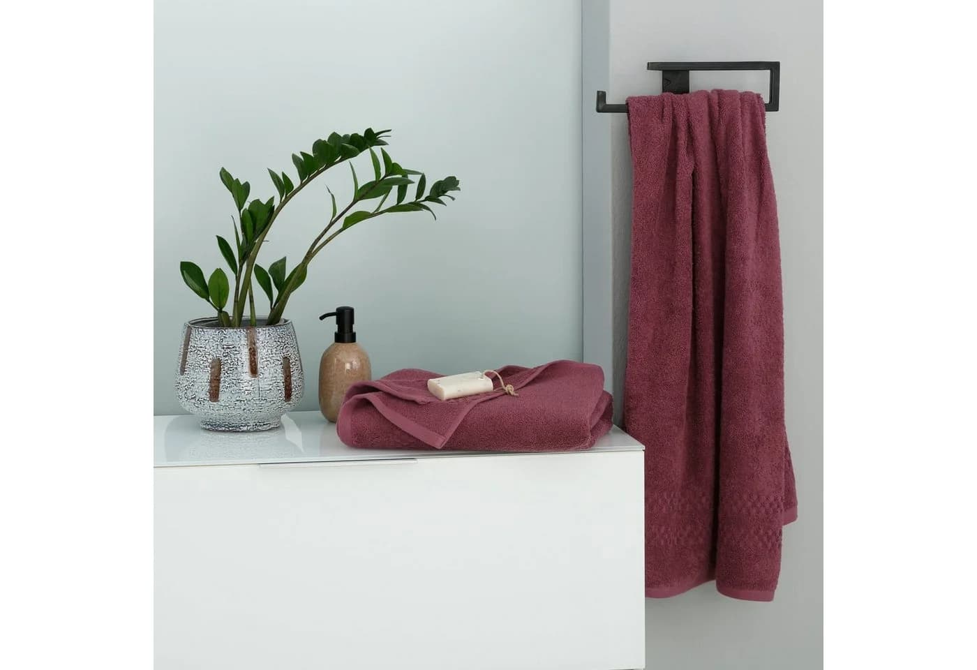 OTTO HOME Regona Duschtuch Set Bordeaux 100% Baumwolle Frottee