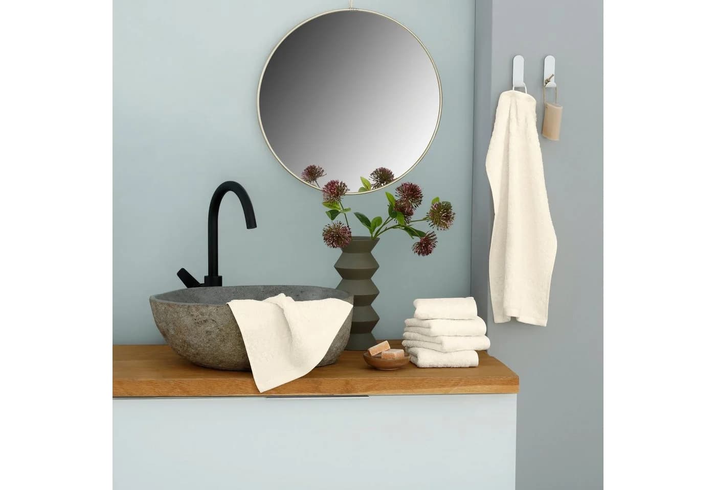 OTTO HOME Gästehandtücher Set Creme Frottier 100% Baumwolle