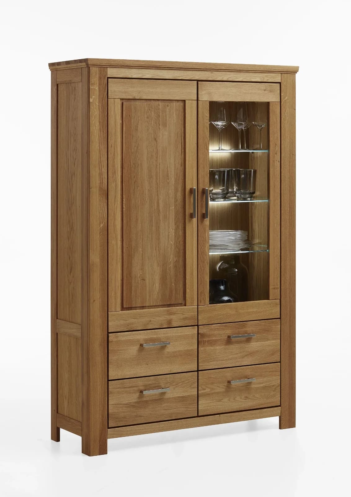 Rolf Weber Vitrine NEUKALEN Wildeiche massiv mit Glastür und Schubkästen
