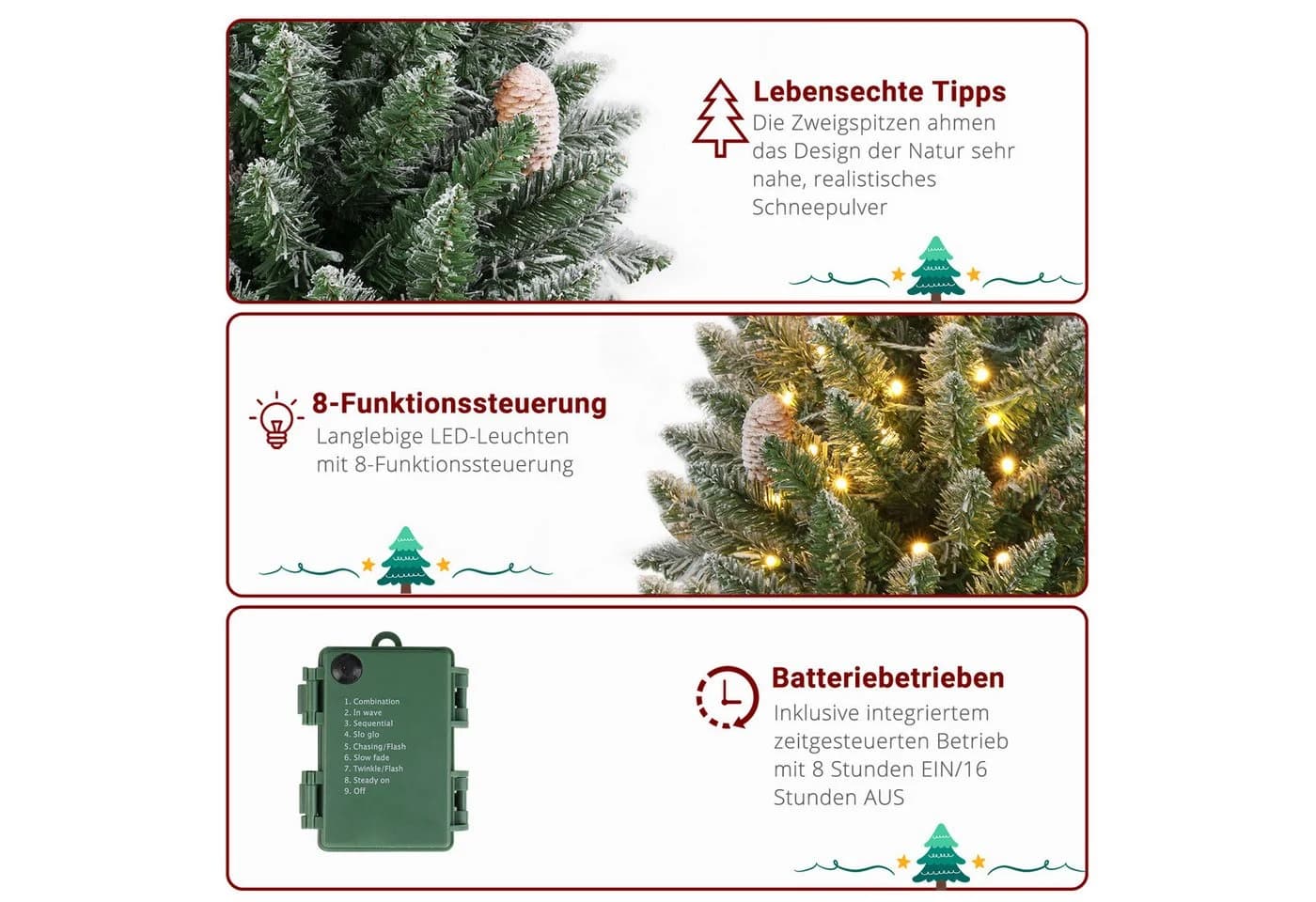LALAHO Künstlicher Weihnachtsbaum 90cm Mini LED Weihnachtsbaum - Bild 5