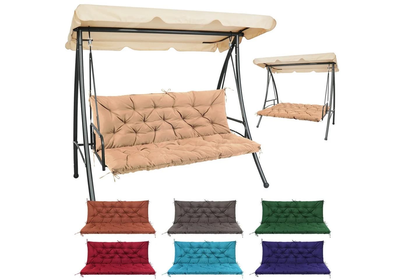 NACATIN Auflagekissen Hollywoodschaukel 150x100x10 cm Polyester - Bild 2