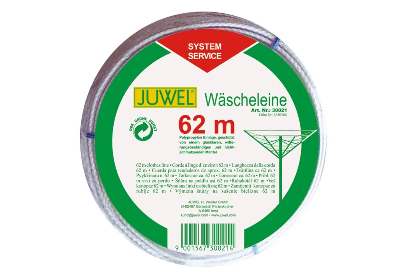 Juwel Wand-Wäscheleine Transparent für Wäschespinnen