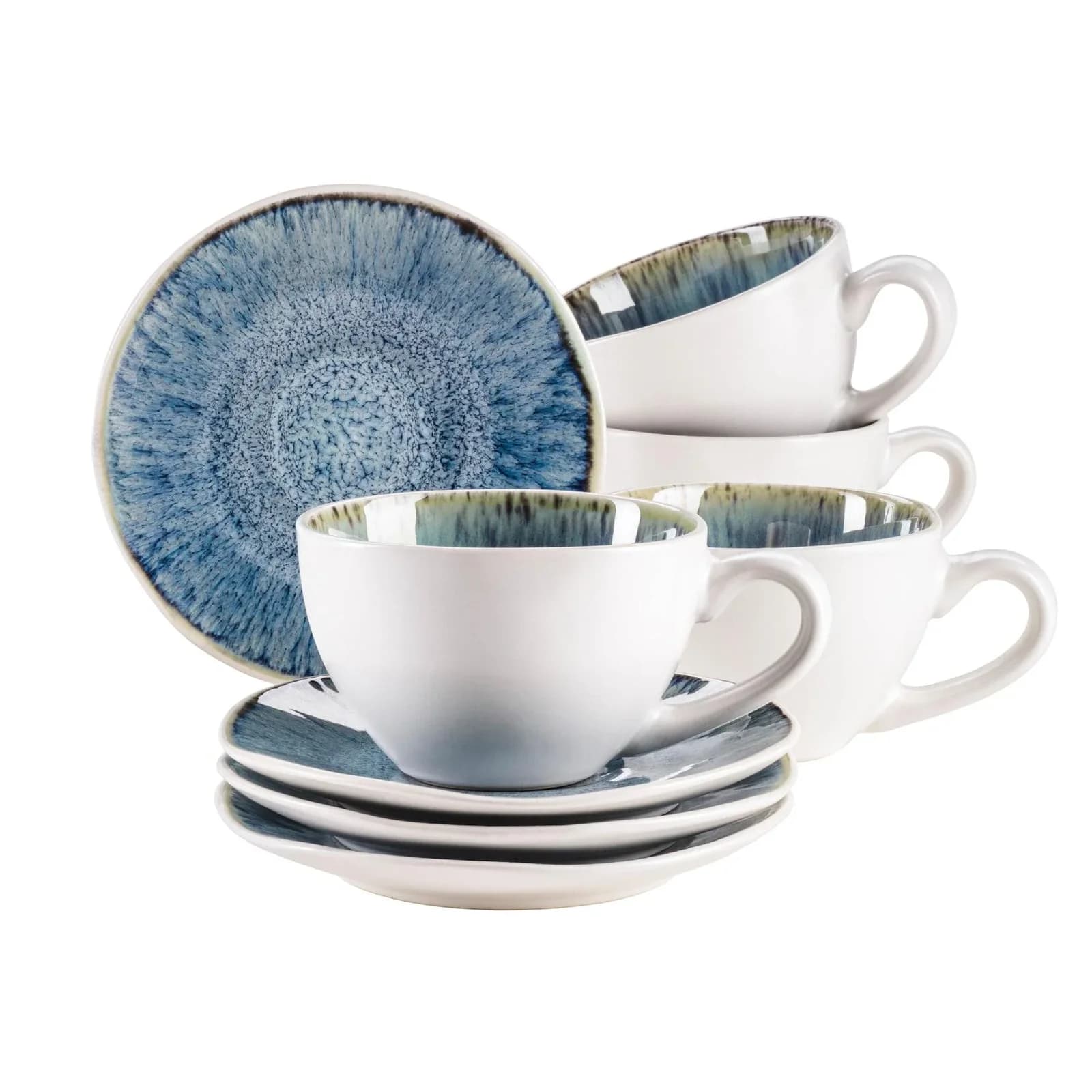 MÄSER Tassen-Set Frozen Blau 8-tlg. Keramik Skandinavisch Vintage
