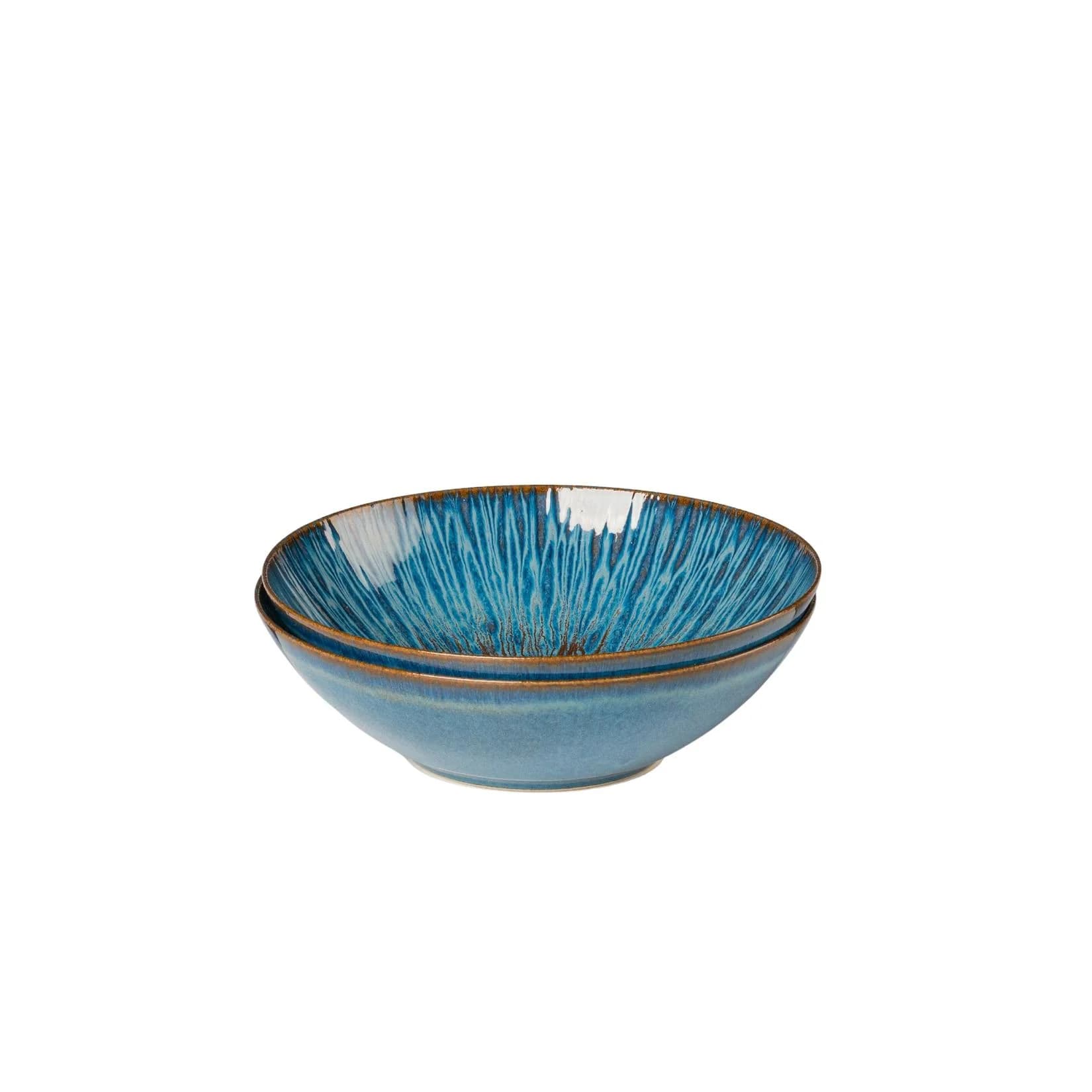 Schüssel GIPFELSTÜCK "Eisfall" Blau/Braun 24 cm Steinzeug Scandi-Style