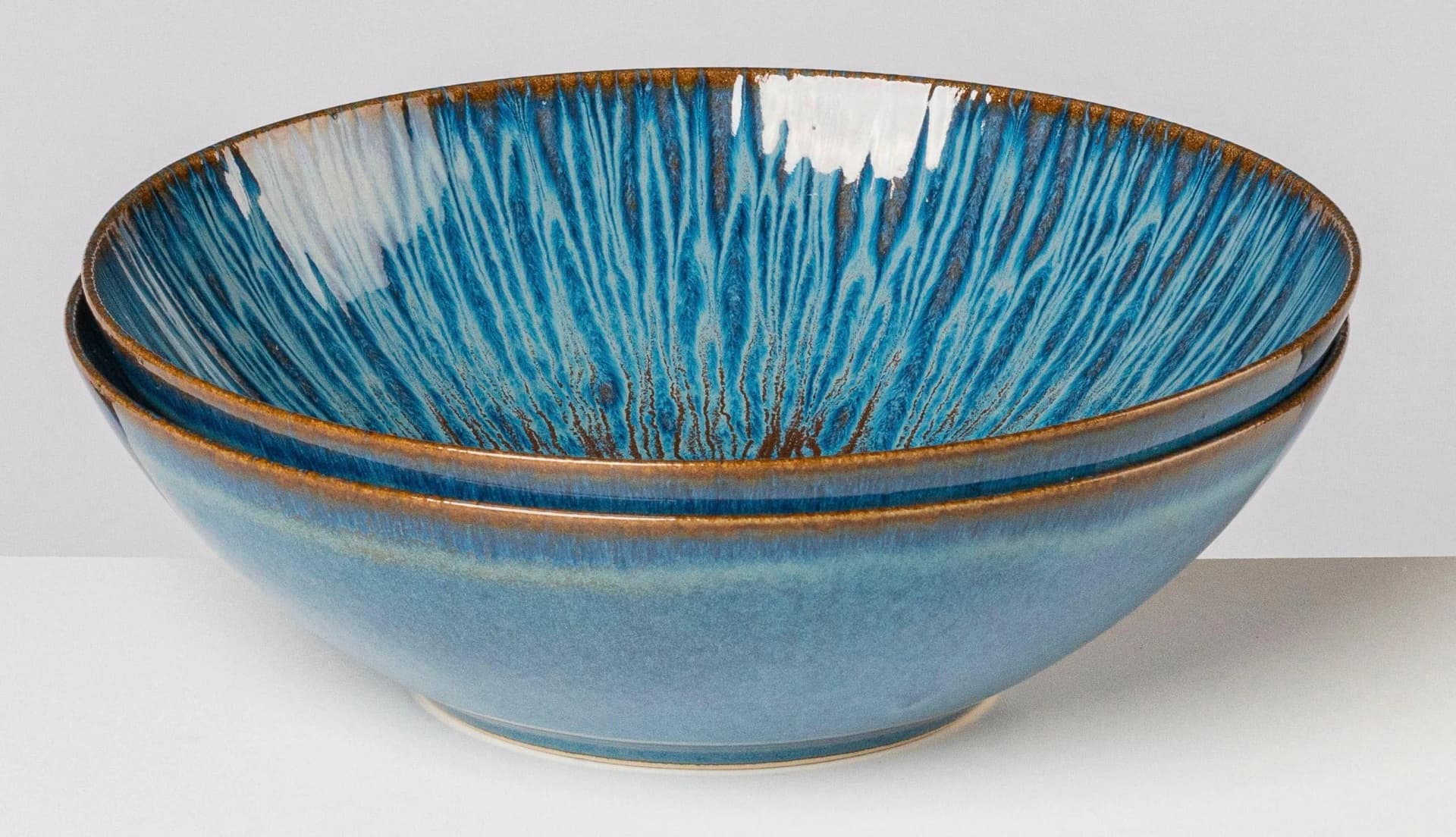 Schüssel GIPFELSTÜCK "Eisfall" Blau/Braun 24 cm Steinzeug Scandi-Style - Bild 2