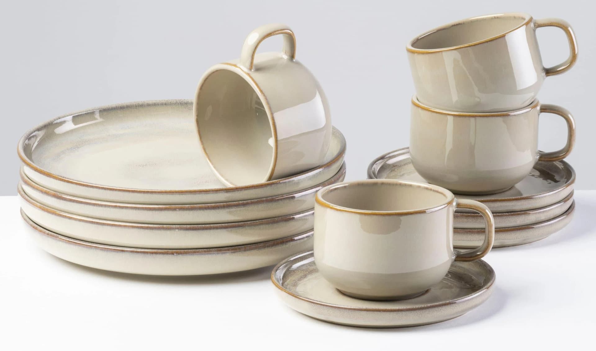 Kaffeeservice GIPFELSTÜCK Nebelwald Beige Steinzeug 12-tlg. Scandi-Style - Bild 2
