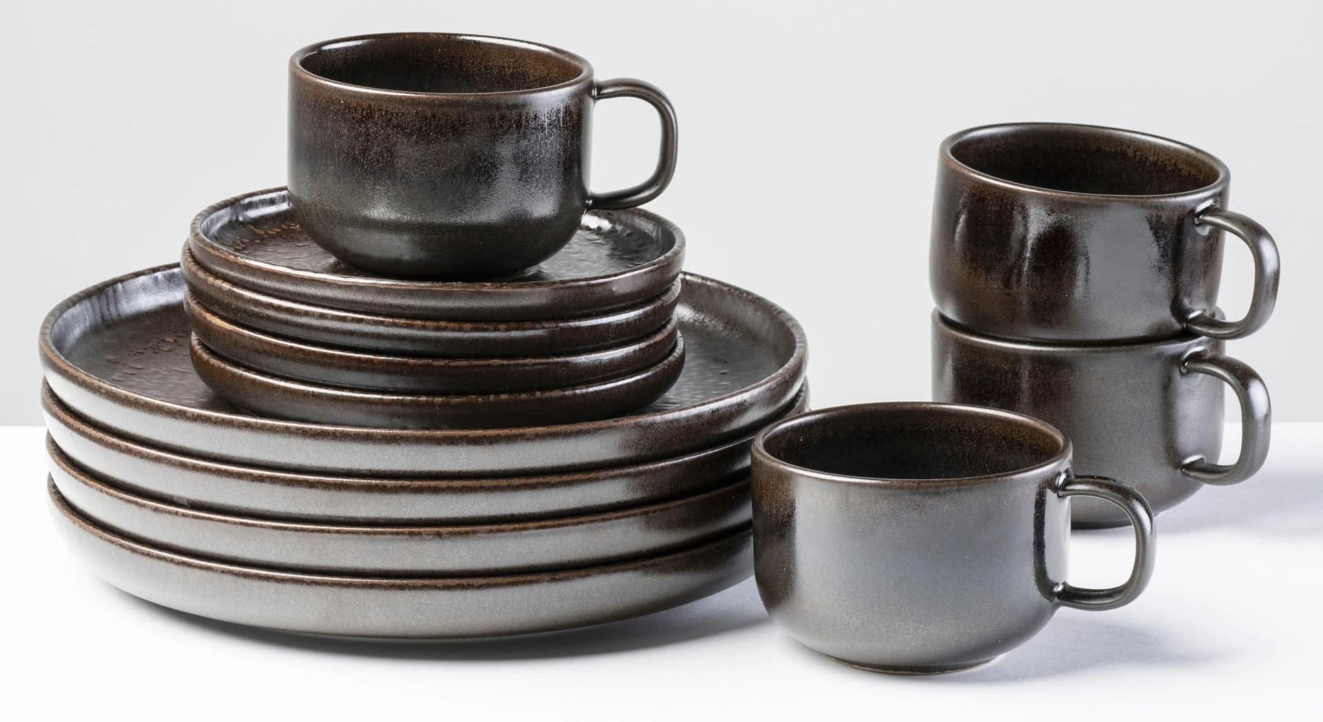 Kaffeeservice GIPFELSTÜCK "Glockenklang" Braun (Bronze) 12-tlg. Steinzeug - Bild 2
