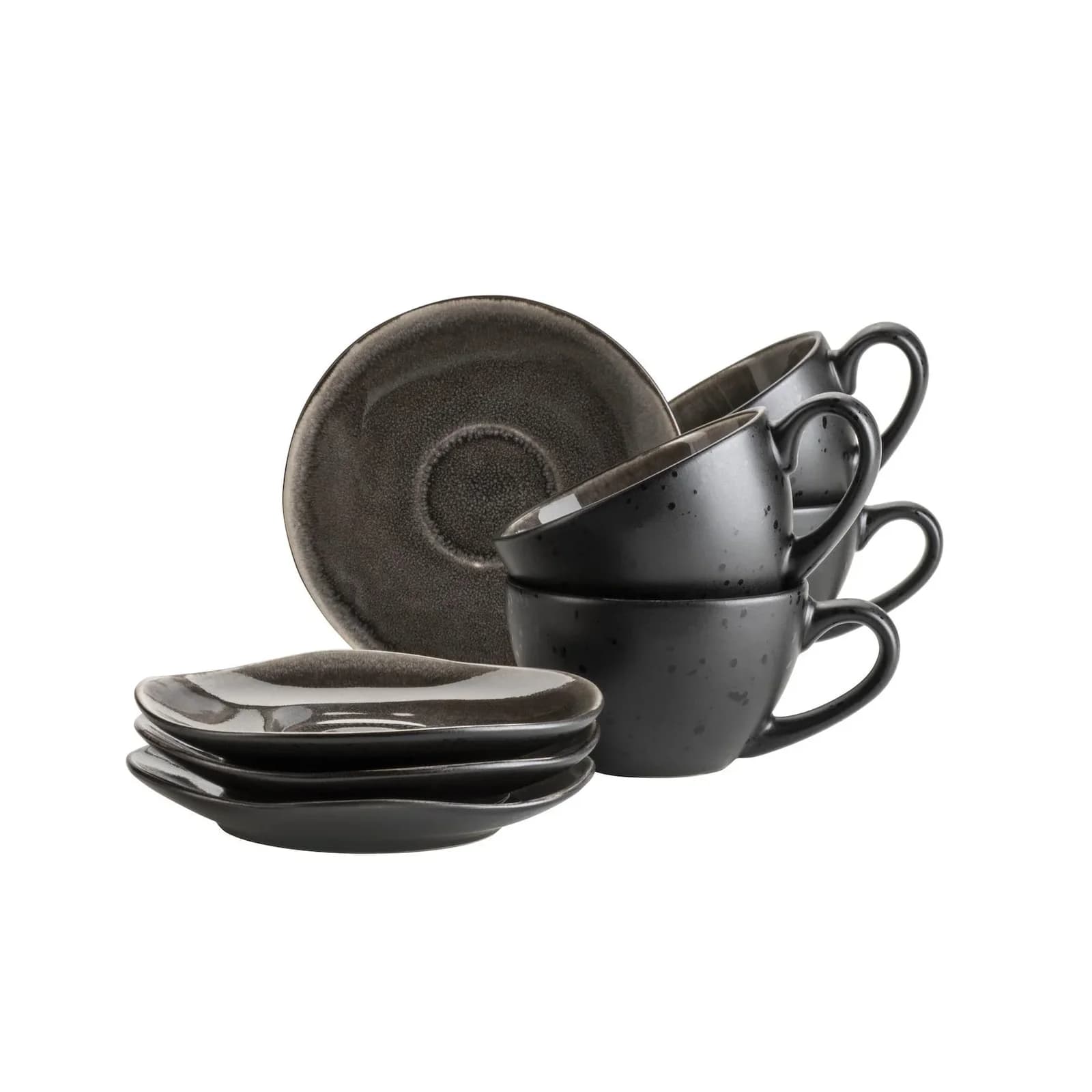 Mäser Niara Organic Kaffeetassen-Set Keramik Schwarz/Braun