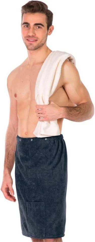 Framsohn Frottier Saunakilt Herren Sarong Anthrazit 60cm Baumwolle - Bild 2