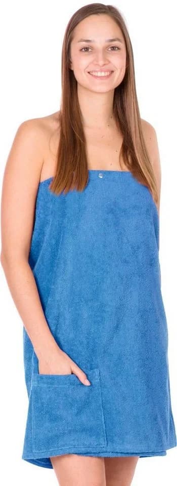 Framsohn Damen Saunakilt Sarong Frottier Blau 70cm - Bild 2