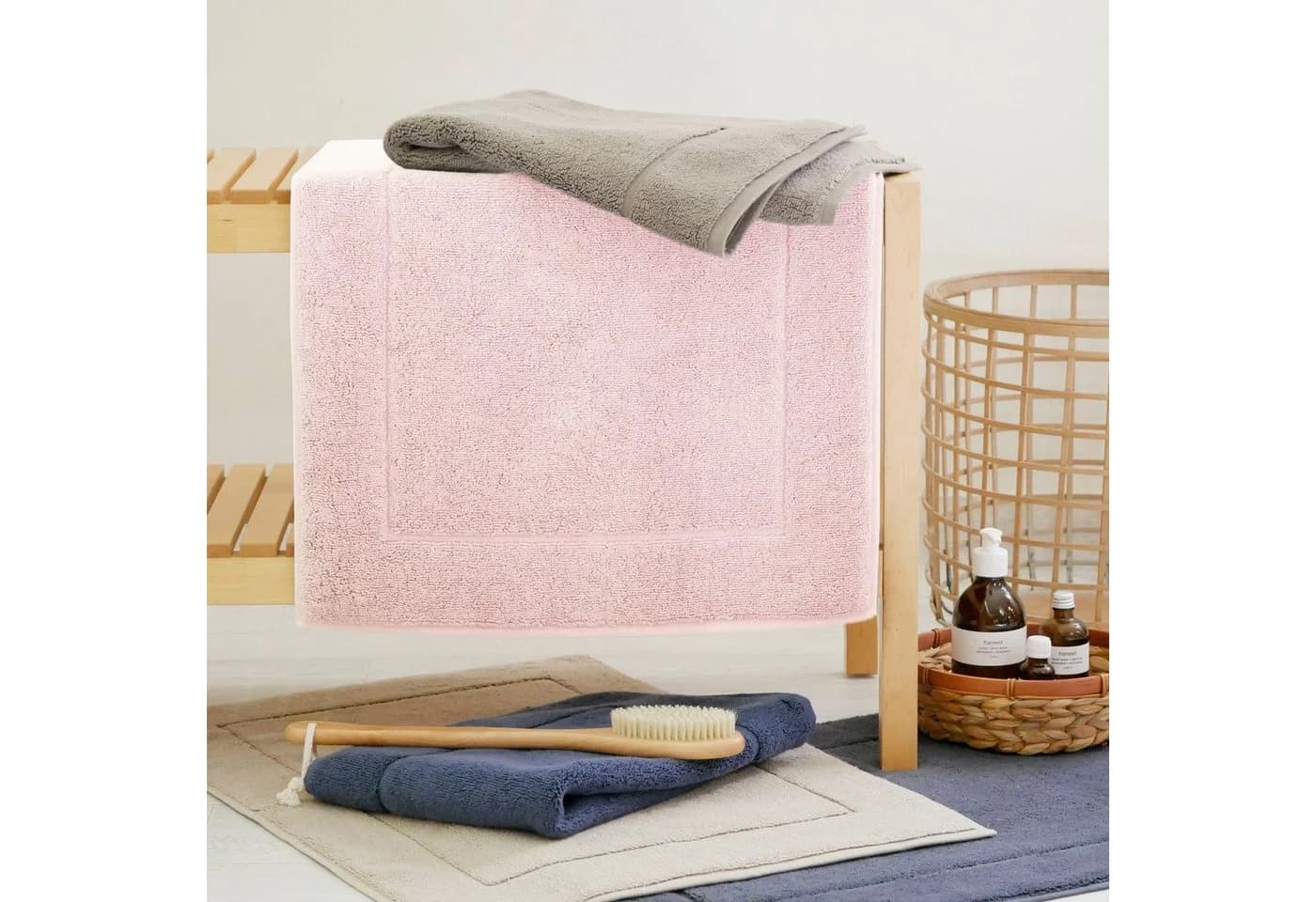 framsohn frottier Badematte Uni Basic Hotelmatte Rosa 50x70 cm