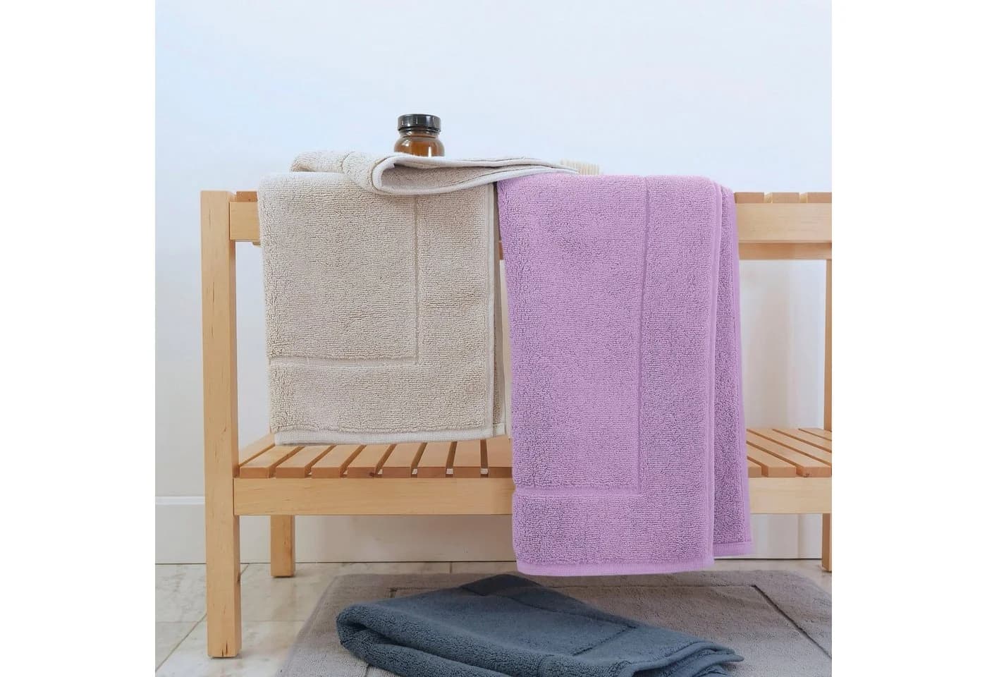 framsohn frottier Badematte Uni Basic Hotelmatte Lavendel - Bild 1