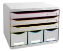 EXACOMPTA STOREBOX Schubladenbox 6 offen Weiss/Harlekin stapelbar Bild 1