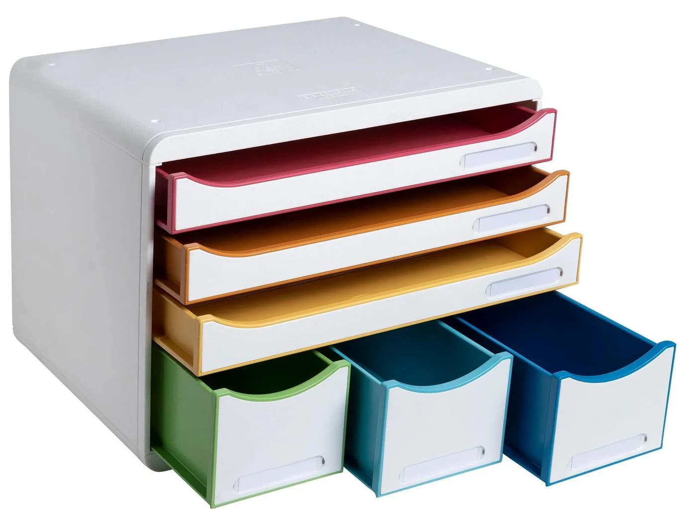 EXACOMPTA STOREBOX Schubladenbox 6 offen Weiss/Harlekin stapelbar - Bild 5
