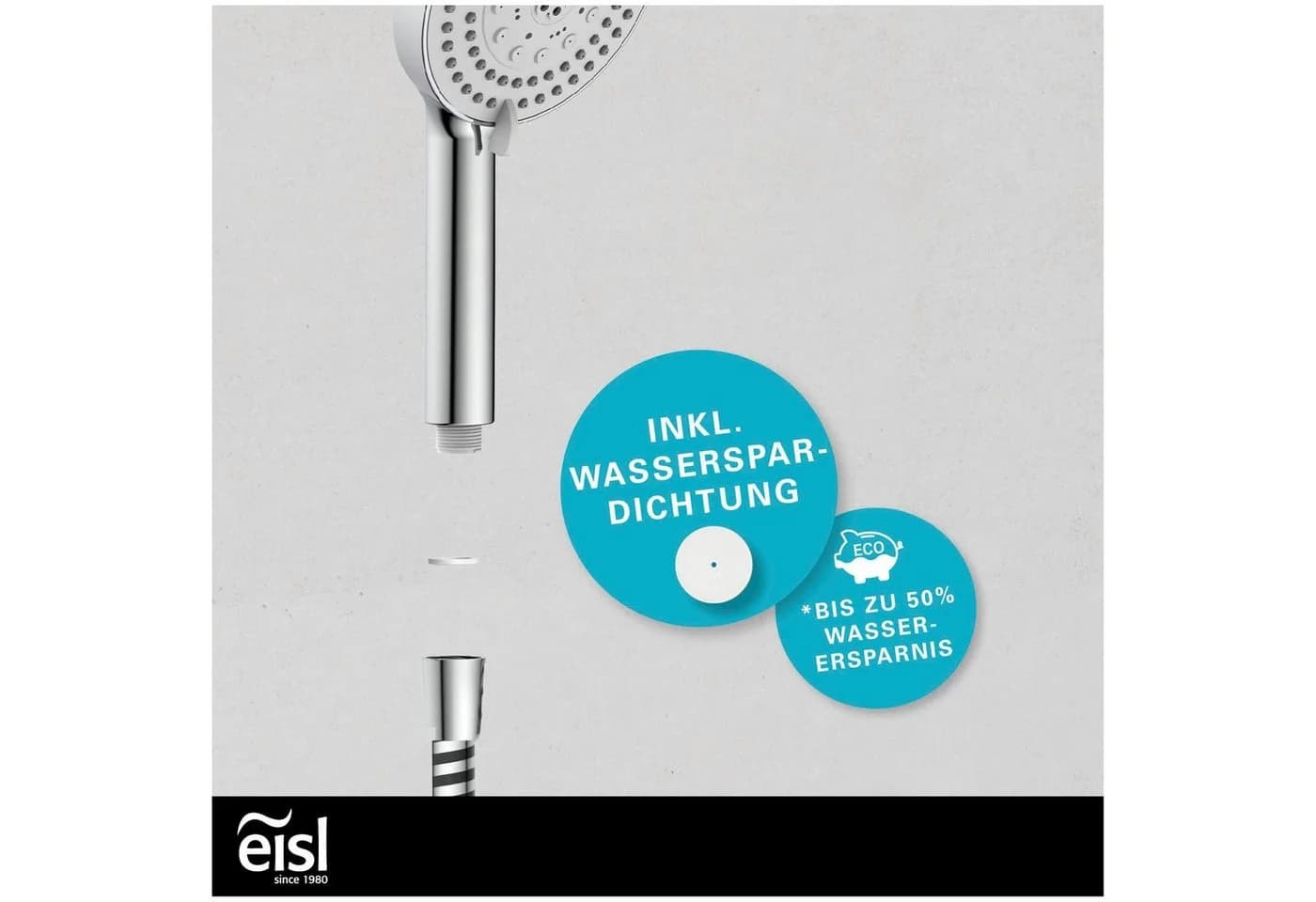EISL Brausegarnitur STORM Grau Chrom 7 Strahlarten Wasserstopp - Bild 5