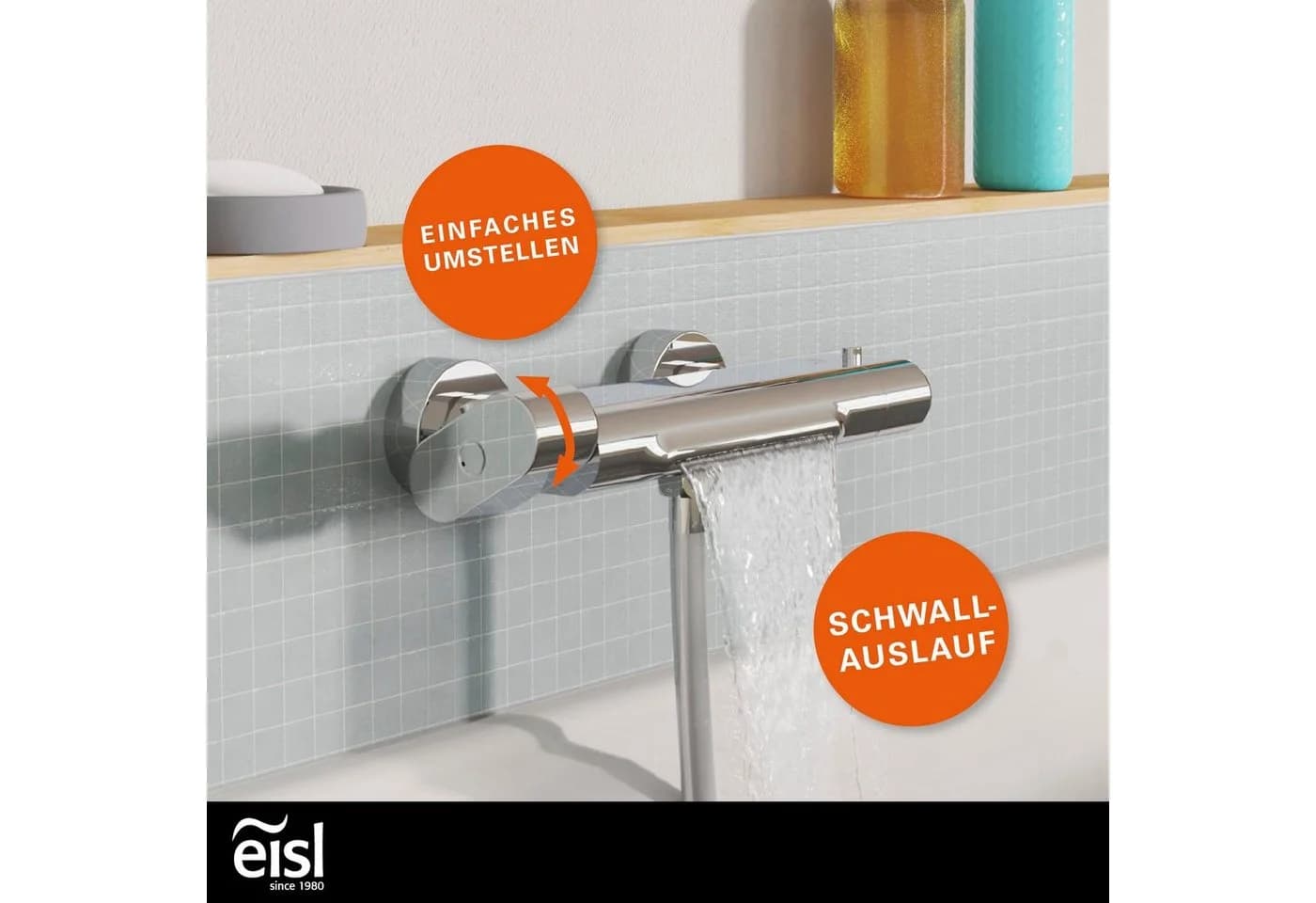 Eisl Wannenthermostat CARNEO Schwallauslauf Silber Modern - Bild 2