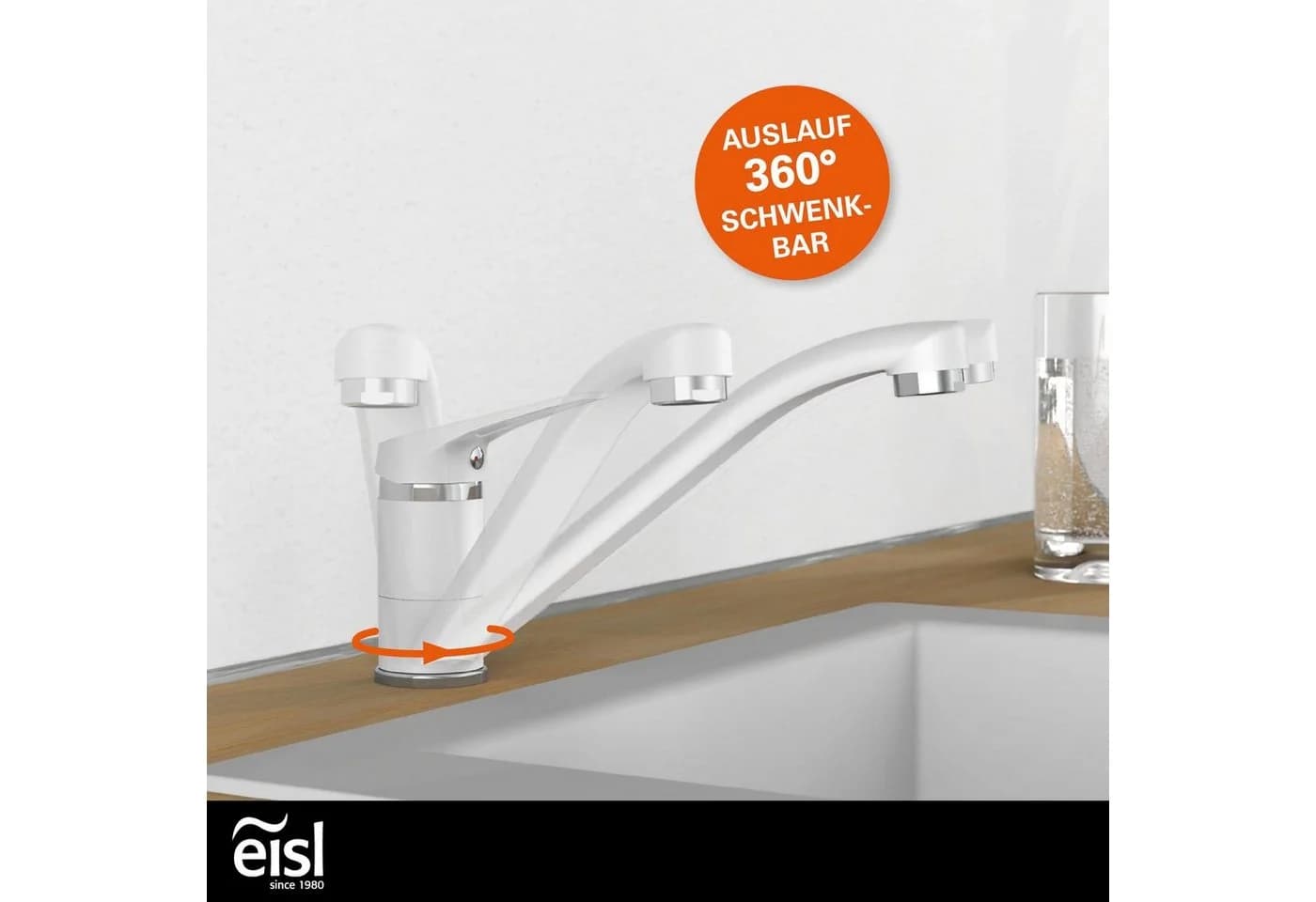 Eisl Spültischarmatur Speed 360° schwenkbar Weiß Mischbatterie Küche - Bild 3